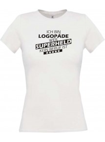 Lady T-Shirt Ich bin Logopäde, weil Superheld kein Beruf ist weiss, L