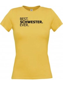 Lady T-Shirt , BEST SCHWESTER EVER, gelb, L