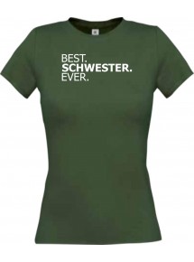 Lady T-Shirt , BEST SCHWESTER EVER, gruen, L