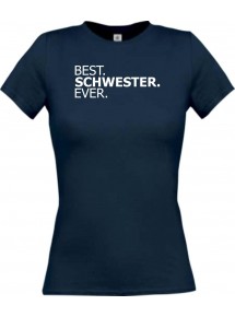 Lady T-Shirt , BEST SCHWESTER EVER, navy, L