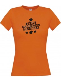 Lady T-Shirt beste Nachbarin der Welt orange, L
