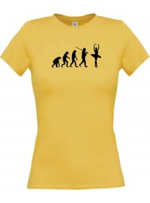 Lady T-Shirt  Evolution Ballerina, Ballett, Balletttänzer/in, gelb, L