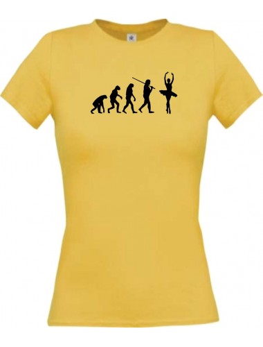 Lady T-Shirt  Evolution Ballerina, Ballett, Balletttänzer/in, gelb, L