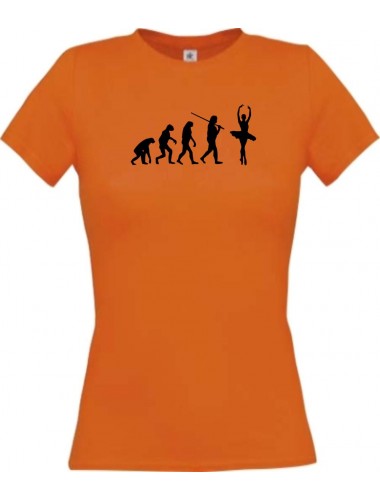 Lady T-Shirt  Evolution Ballerina, Ballett, Balletttänzer/in, orange, L