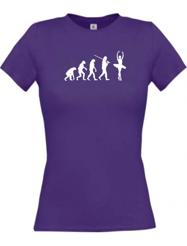 Lady T-Shirt  Evolution Ballerina, Ballett, Balletttänzer/in, lila, L