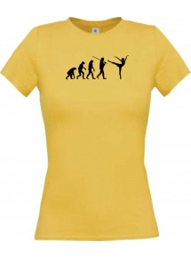 Lady T-Shirt  Evolution Ballerina, Ballett, Balletttänzer/in, Sport, gelb, L