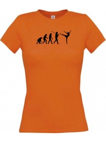 Lady T-Shirt  Evolution Ballerina, Ballett, Balletttänzer/in, Sport, orange, L