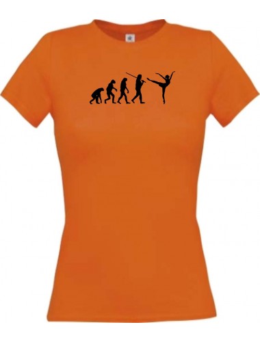 Lady T-Shirt  Evolution Ballerina, Ballett, Balletttänzer/in, Sport, orange, L