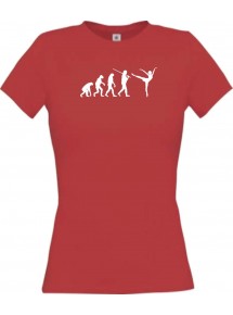 Lady T-Shirt  Evolution Ballerina, Ballett, Balletttänzer/in, Sport, rot, L