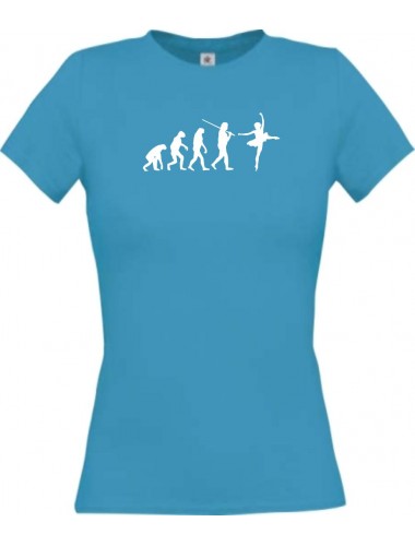 Lady T-Shirt  Evolution Ballerina, Ballett, Balletttänzer/in, Verein, türkis, L