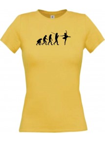 Lady T-Shirt  Evolution Ballerina, Ballett, Balletttänzer/in, Verein, gelb, L