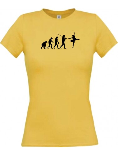 Lady T-Shirt  Evolution Ballerina, Ballett, Balletttänzer/in, Verein, gelb, L