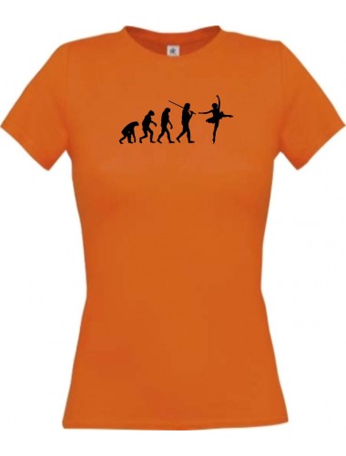 Lady T-Shirt  Evolution Ballerina, Ballett, Balletttänzer/in, Verein, orange, L