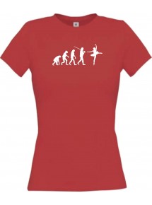 Lady T-Shirt  Evolution Ballerina, Ballett, Balletttänzer/in, Verein, rot, L