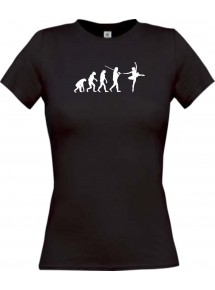 Lady T-Shirt  Evolution Ballerina, Ballett, Balletttänzer/in, Verein, schwarz, L