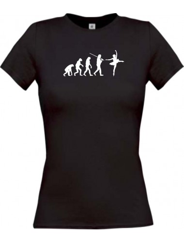 Lady T-Shirt  Evolution Ballerina, Ballett, Balletttänzer/in, Verein, schwarz, L