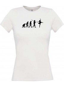 Lady T-Shirt  Evolution Ballerina, Ballett, Balletttänzer/in, Verein, weiss, L