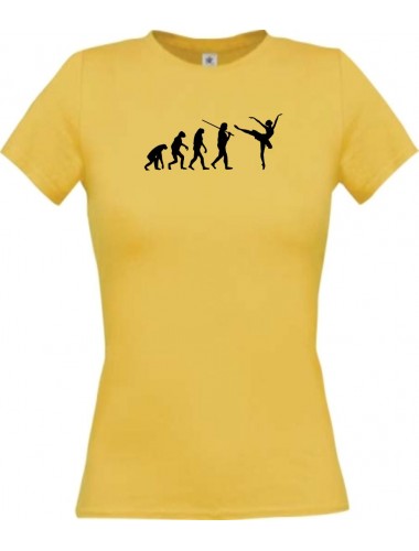 Lady T-Shirt  Evolution Ballerina, Ballett, Balletttänzer/in, Team, gelb, L
