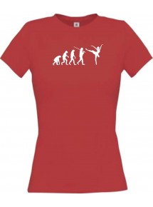Lady T-Shirt  Evolution Ballerina, Ballett, Balletttänzer/in, Team, rot, L