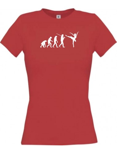 Lady T-Shirt  Evolution Ballerina, Ballett, Balletttänzer/in, Team, rot, L