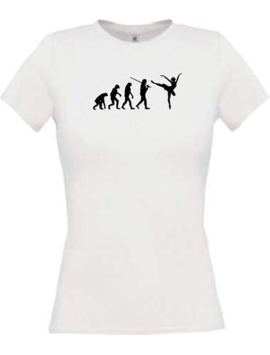 Lady T-Shirt  Evolution Ballerina, Ballett, Balletttänzer/in, Team, weiss, L