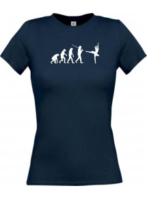 Lady T-Shirt  Evolution Ballerina, Ballett, Balletttänzer/in, Hobby, navy, L