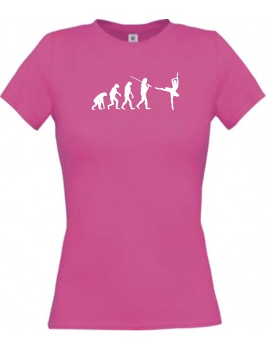 Lady T-Shirt  Evolution Ballerina, Ballett, Balletttänzer/in, Hobby, pink, L