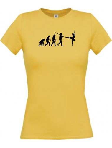 Lady T-Shirt  Evolution Ballerina, Ballett, Balletttänzer/in, Hobby, gelb, L