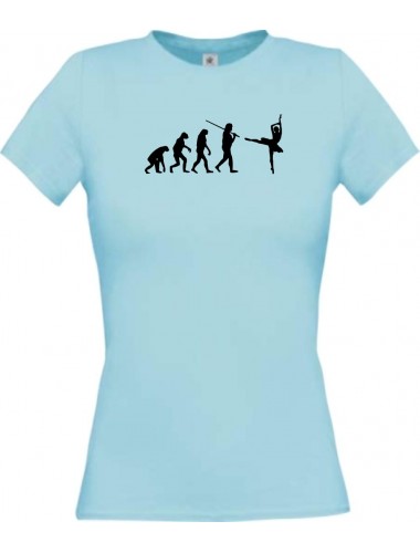 Lady T-Shirt  Evolution Ballerina, Ballett, Balletttänzer/in, Hobby, hellblau, L