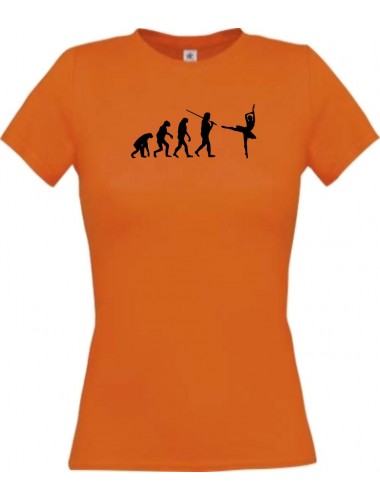 Lady T-Shirt  Evolution Ballerina, Ballett, Balletttänzer/in, Hobby, orange, L