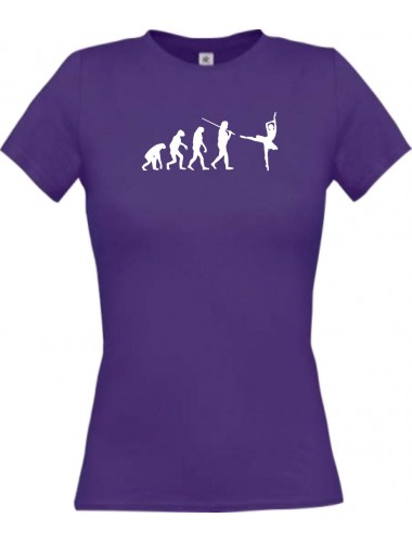 Lady T-Shirt  Evolution Ballerina, Ballett, Balletttänzer/in, Hobby, lila, L