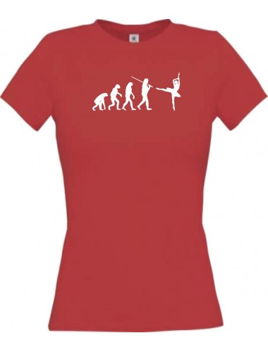 Lady T-Shirt  Evolution Ballerina, Ballett, Balletttänzer/in, Hobby, rot, L