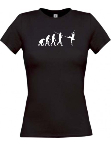Lady T-Shirt  Evolution Ballerina, Ballett, Balletttänzer/in, Hobby, schwarz, L