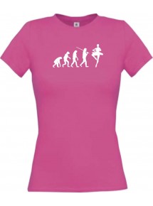 Lady T-Shirt  Evolution Ballerina, Ballett, Balletttänzer/in, Wettkampf, pink, L