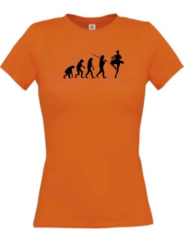Lady T-Shirt  Evolution Ballerina, Ballett, Balletttänzer/in, Wettkampf, orange, L