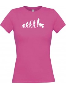Lady T-Shirt  Evolution Schubkarre, Gartenarbeit, pink, L