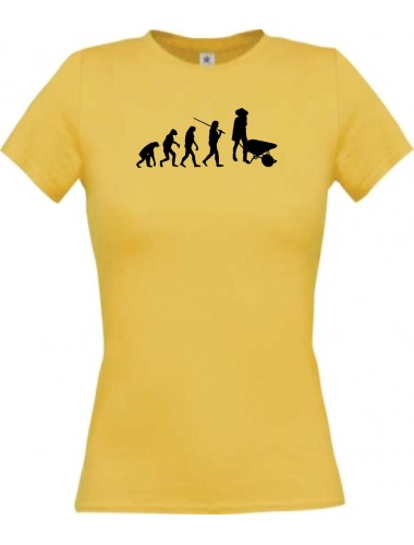 Lady T-Shirt  Evolution Schubkarre, Gartenarbeit, gelb, L