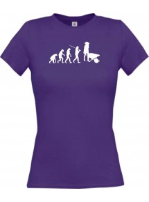 Lady T-Shirt  Evolution Schubkarre, Gartenarbeit, lila, L