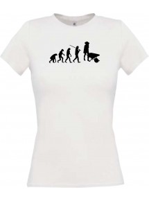 Lady T-Shirt  Evolution Schubkarre, Gartenarbeit, weiss, L