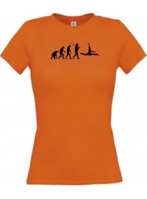 Lady T-Shirt  Evolution Ballerina, Ballett, Balletttänzer/in, Retro, orange, L