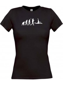 Lady T-Shirt  Evolution Ballerina, Ballett, Balletttänzer/in, Retro, schwarz, L