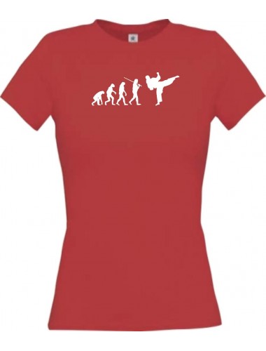 Lady T-Shirt  Evolution Karate, Judo, Selbstverteidigung, Sport, rot, L