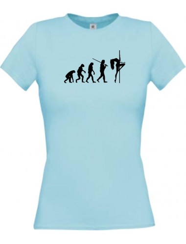 Lady T-Shirt  Evolution Sexy Girl Tabledance Lady Nachtclub, Tanzen, hellblau, L