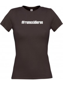 Lady T-Shirt rumoxidieren hashtag, braun, L