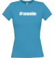 Lady T-Shirt smombie hashtag, türkis, L