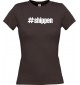 Lady T-Shirt shippen hashtag, braun, L