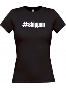Lady T-Shirt shippen hashtag, schwarz, L
