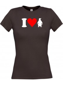 Lady T-Shirt lustige Tiere Zoo Wildniss I love Tiere Pinguin, kult
