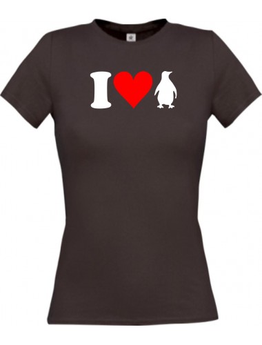 Lady T-Shirt lustige Tiere Zoo Wildniss I love Tiere Pinguin, kult