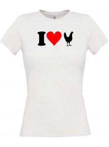 Lady T-Shirt lustige Tiere I love Tiere Hühner, kult